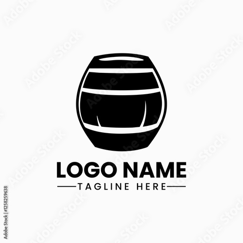 Barrel logo vector barrel hand drawn vector illustrations. Wooden sketch drawing label