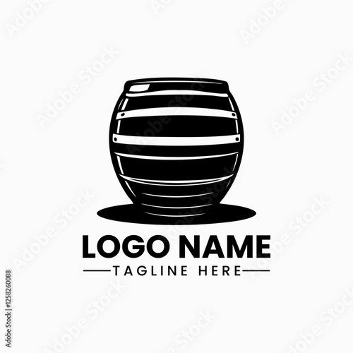 Barrel logo vector barrel hand drawn vector illustrations. Wooden sketch drawing label