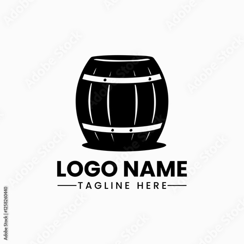 Barrel logo vector barrel hand drawn vector illustrations. Wooden sketch drawing label