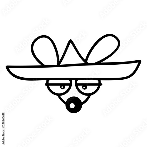 Mouse Big Hat Sombrero Sad Tired Bored Look Funny Design Lover Art Vector Illustration Card T-Shirt Poster Sticker Graphic Print Decorative Drawing Isolated Logo Decoration Symbol Creative Cool Style
