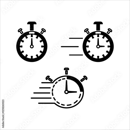 set of stopwatch icons, logos. Chronometer, timer sign. Stopwatch icon isolated on white background. Vector illustration