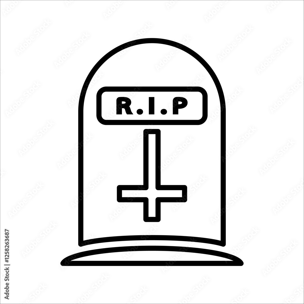 tombstone line icon.Tombstone outline vector sign tombstone line icon.Tombstone outline vector sign