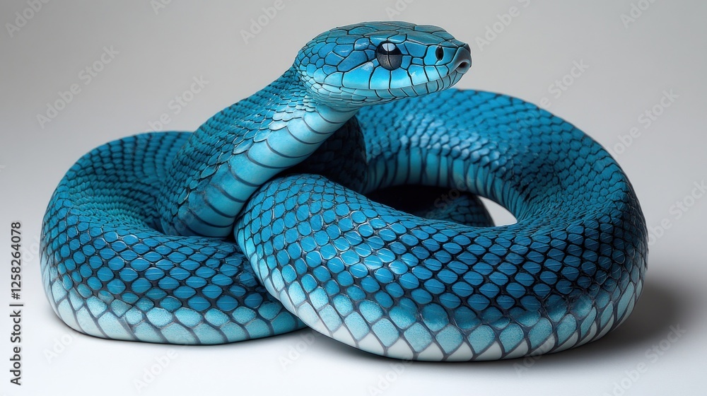 Fototapeta premium Stunning Azure Blue Snake: A Captivating Reptile Portrait