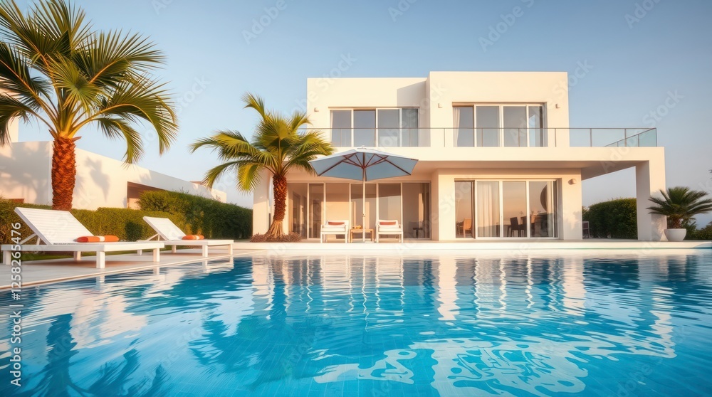 Luxury Modern Villa with Pool and Palm Trees Luxury Modern Villa with Pool and Palm Trees