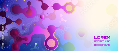 A futuristic molecular abstract background with soft gradient colors and organic fluid shapes. Ideal for scientific and technological projects.