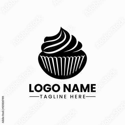 Cup cake vector logo icon silhouette Black silhouette of cupcake cupcake Icon, muffin logo illustration