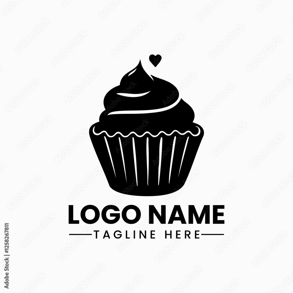 Cup cake vector logo icon silhouette Black silhouette of cupcake cupcake Icon, muffin logo illustration Cup cake vector logo icon silhouette Black silhouette of cupcake cupcake Icon, muffin logo illustration