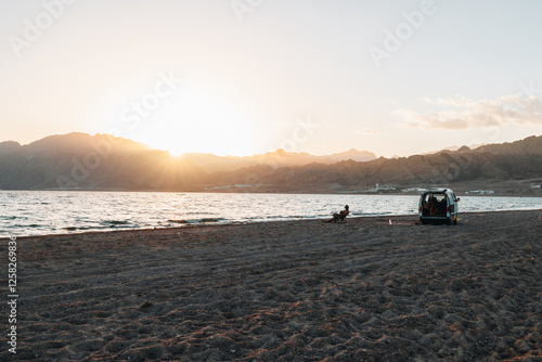 Watching the sunset at the lake