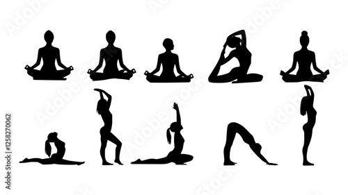 Silhouette von Frauen in Yoga Posen