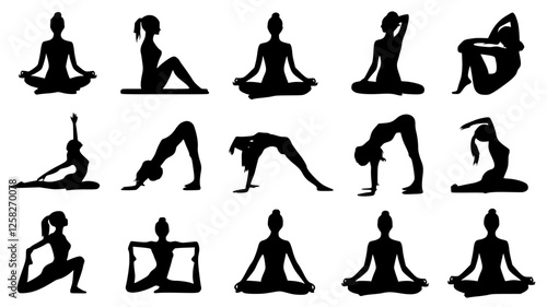 Silhouette von Frauen in Yoga Posen