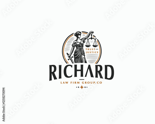 Vintage unique goddess Legal and Law Firm logo template logo for justice business 