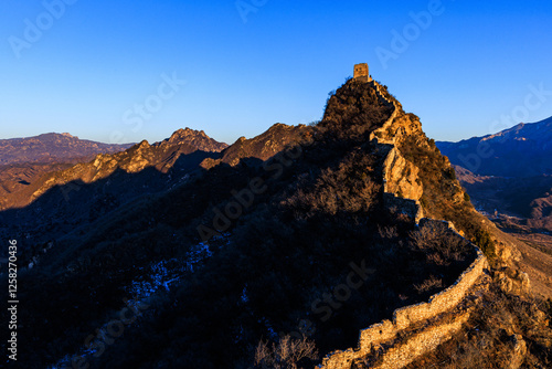 Watching-the-Capital Tower (Wangjing Lou) of Simatai, a section of the Great Wall of China holding the access to Gubeikou (a strategic pass in ancient times), located in Miyun District, Beijing photo