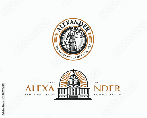 Vintage unique goddess Legal and Law Firm logo template logo for justice business 
