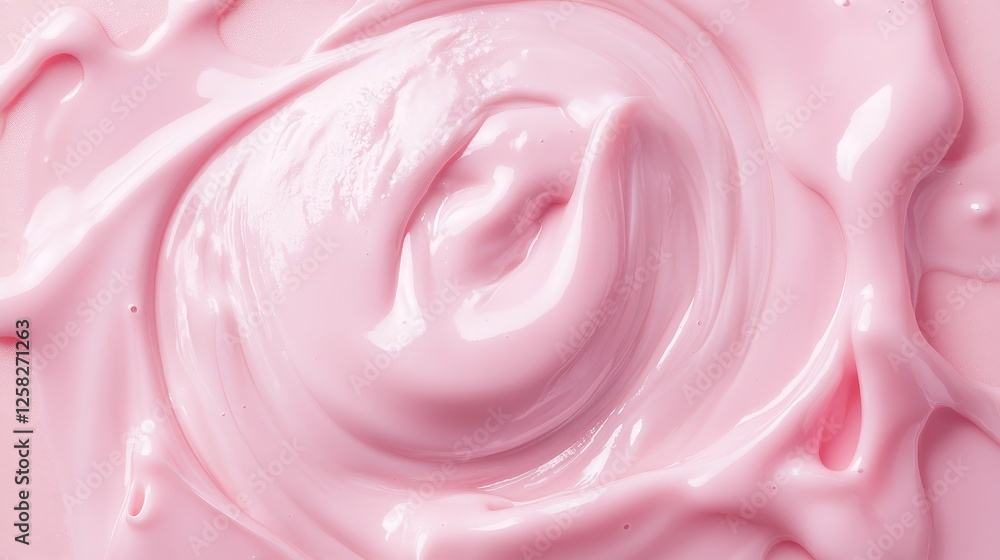 Pink melted milk swirl on white background. Sour cream or yogurt swirl texture Pink melted milk swirl on white background. Sour cream or yogurt swirl texture