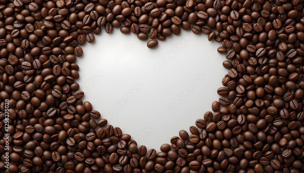 Attractive heart from coffee beans with empty space Attractive heart from coffee beans with empty space