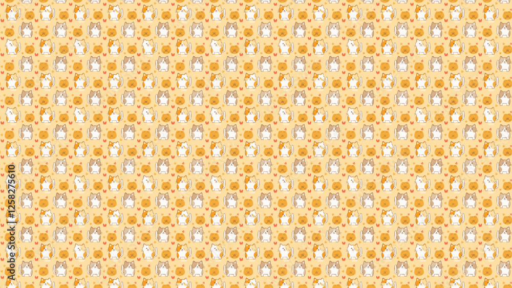 かわいい子猫のイラスト、パターン背景 かわいい子猫のイラスト、パターン背景