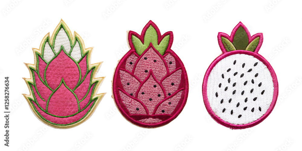 Dragonfruit Embroidered Patch Badge on White, Fruit Patch Designs, PNG Transparent Dragonfruit Embroidered Patch Badge on White, Fruit Patch Designs, PNG Transparent