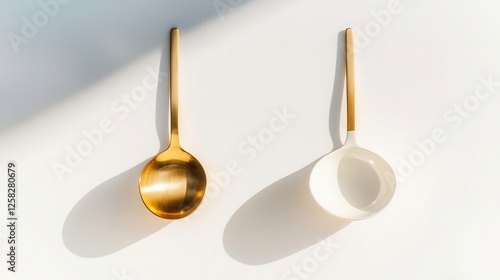 Privilege Divide, a striking contrast of wealth and scarcity, one individual holds a golden spoon while another stares at an empty bowl, highlighting social disparities and inequality. photo