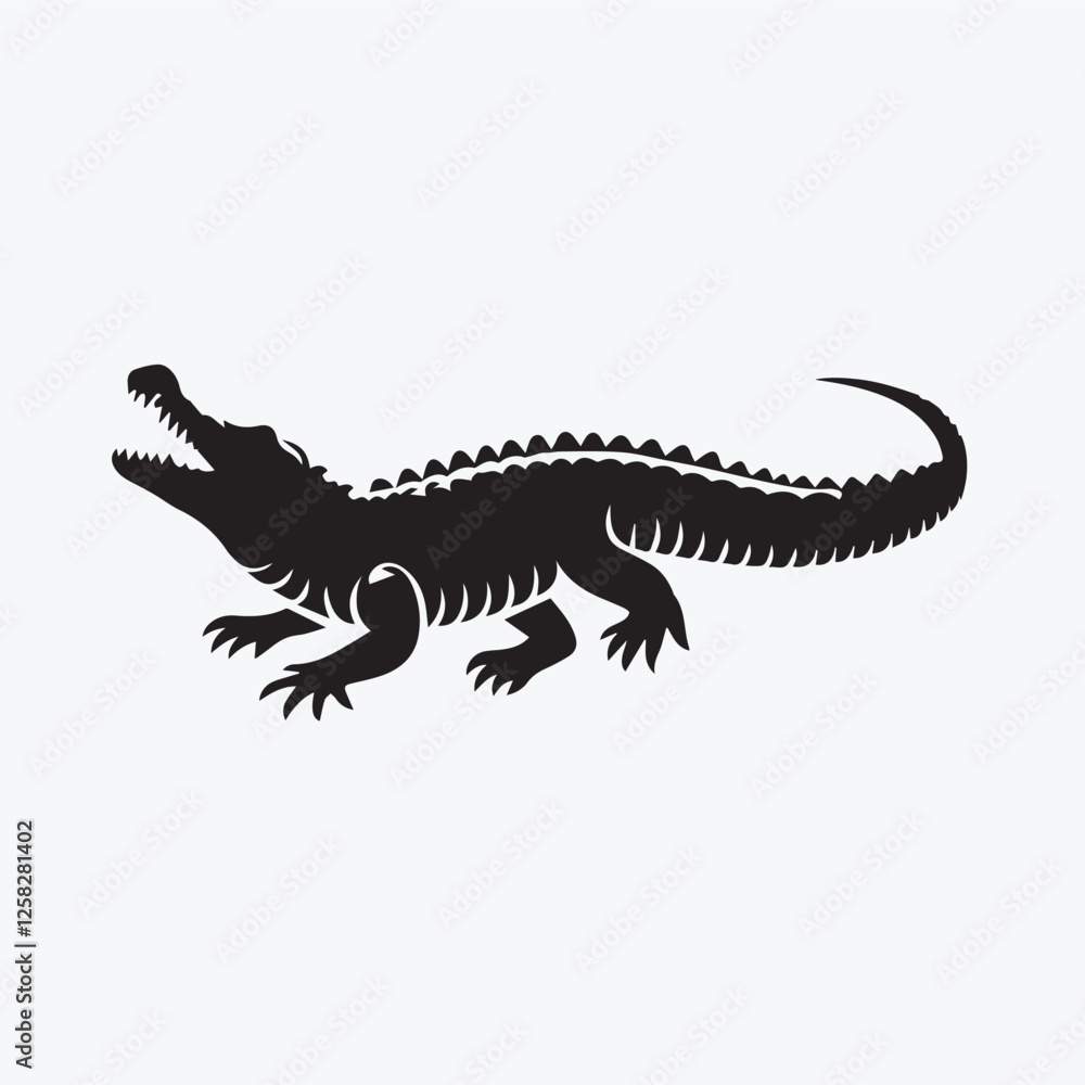 Crocodile black silhouette vector illustration Crocodile black silhouette vector illustration