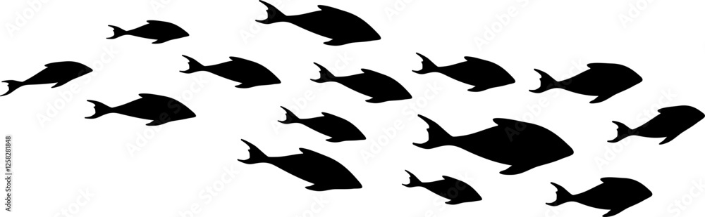 Fototapeta premium School of Fish Formation Silhouette Illustration Vector