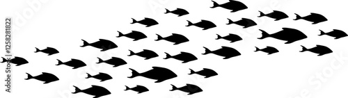 School of Fish Formation Silhouette Illustration Vector