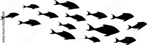 School of Fish Formation Silhouette Illustration Vector