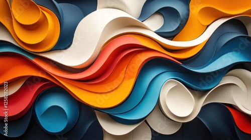 Colorful paper waves abstract art background design