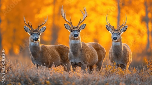 Majestic Deers in Autumn Forest photo