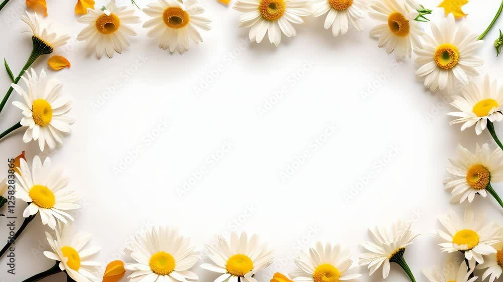 Daisies create a beautiful frame for photos and art in bright, cheerful setup Daisies create a beautiful frame for photos and art in bright, cheerful setup