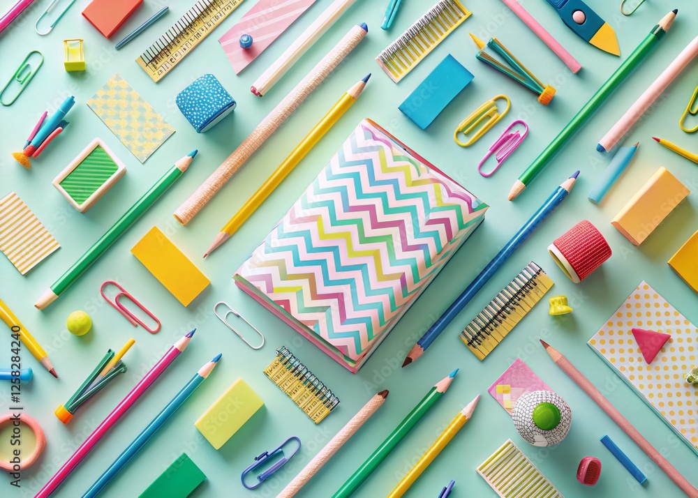 Modern Doodle School Stationery Pattern - Minimalist Background Design Modern Doodle School Stationery Pattern - Minimalist Background Design