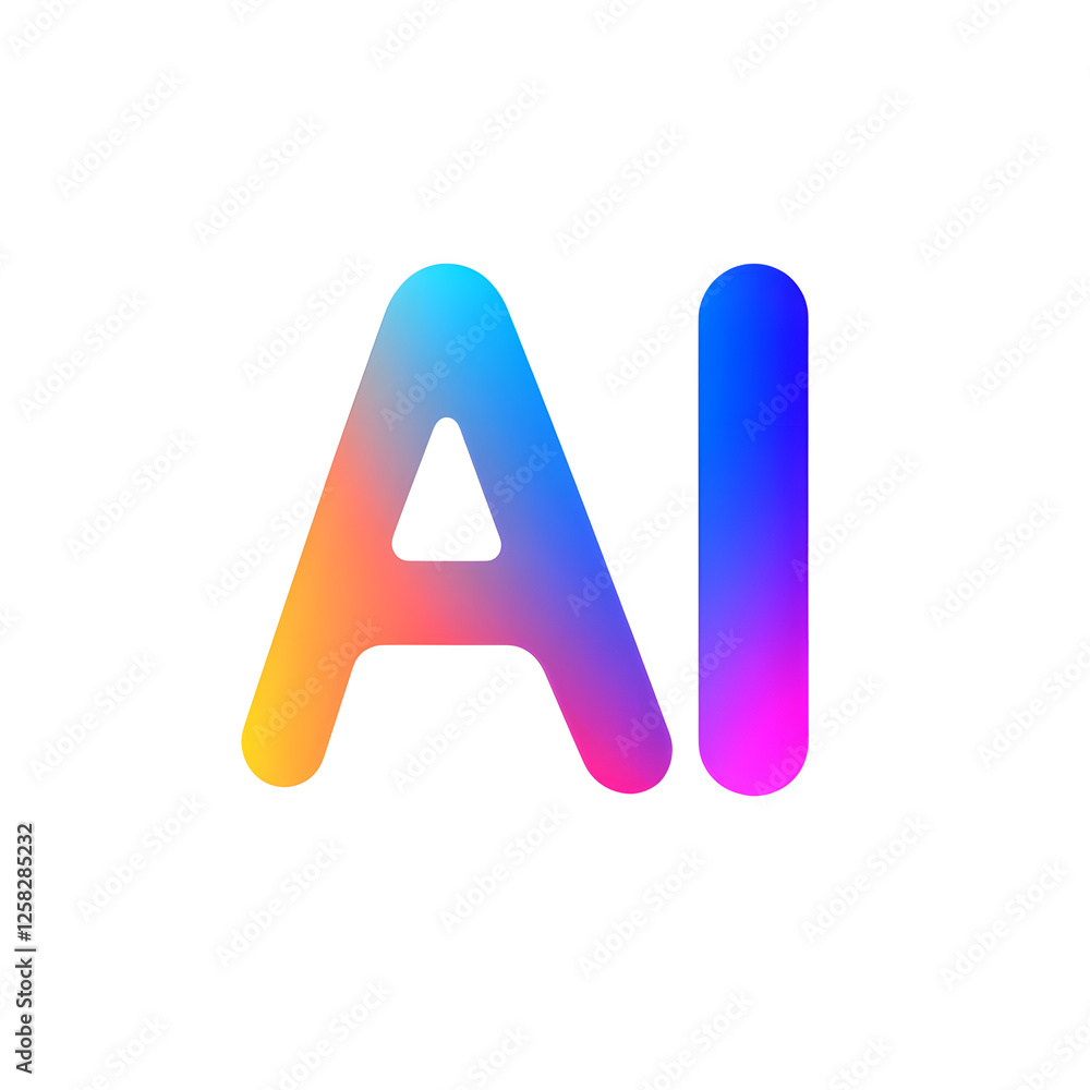 Color gradient AI logo isolated on white Color gradient AI logo isolated on white
