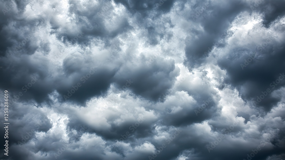 Obraz premium Dark and Dramatic Cloudy Sky with Shades of Gray and Blue