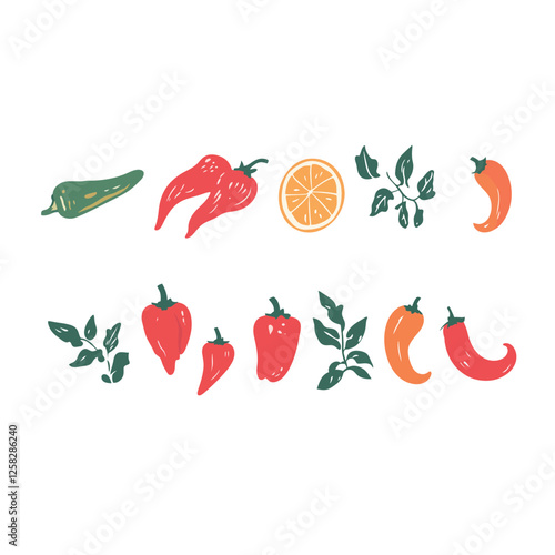 Spicy Red Chili Pepper Vector Illustration, Hot and Fiery Food Ingredient in Flat and Modern Style