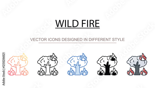 Wild Fire icon design with white background stock illustration