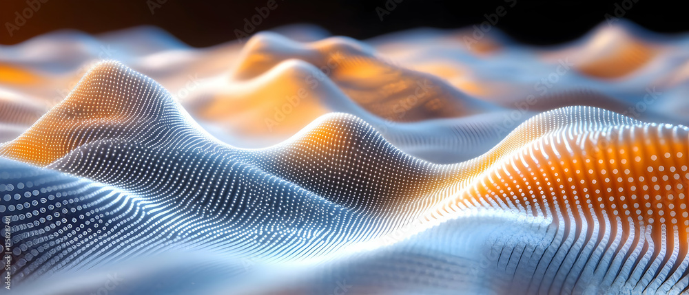 Abstract digital landscape, glowing hills Abstract digital landscape, glowing hills