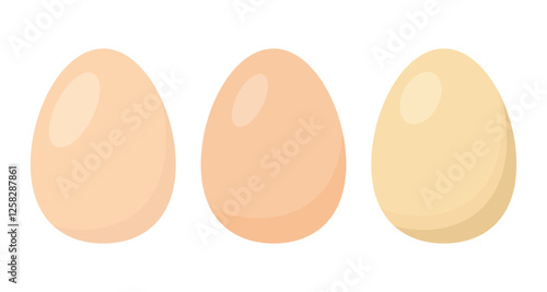 Set of eggs isolated on white background.