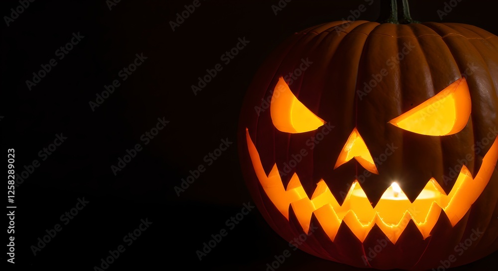 A pumpkin with a spooky jack-o'-lantern face, with flickering candlelight inside, creating a haunting ambiance. A pumpkin with a spooky jack-o'-lantern face, with flickering candlelight inside, creating a haunting ambiance.