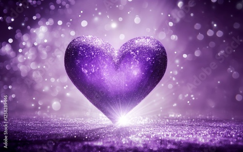 Wallpaper Mural A purple heart with glitter on it is on a purple background Torontodigital.ca