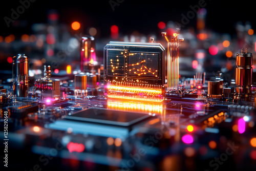 Futuristic quantum motherboard with integrated quantum gates and superconducting wires for high-speed processing and advanced quantum computing capabilities photo