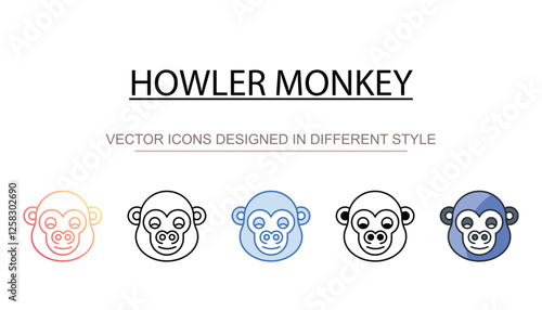 Howler Monkey icon design with white background stock illustration photo