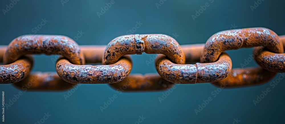 Rusty chain links outdoors, blurred background, strength concept Rusty chain links outdoors, blurred background, strength concept