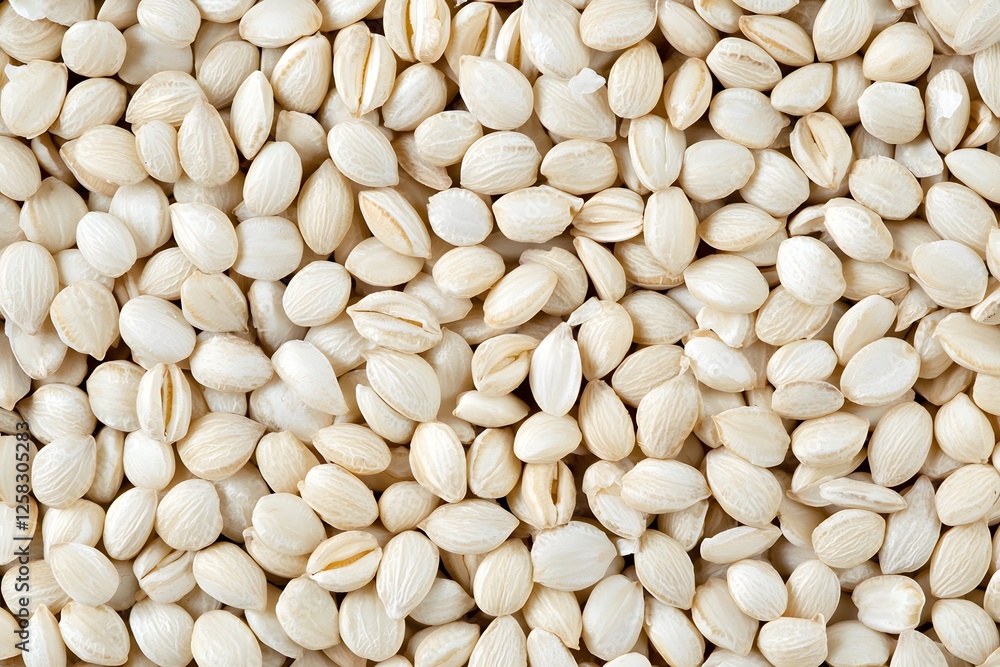 Creamy Pearl Barley: A close-up shot reveals a dense collection of creamy pearl barley grains, their smooth textures and off-white hue creating a visually appealing, uniform backdrop. Creamy Pearl Barley: A close-up shot reveals a dense collection of creamy pearl barley grains, their smooth textures and off-white hue creating a visually appealing, uniform backdrop.