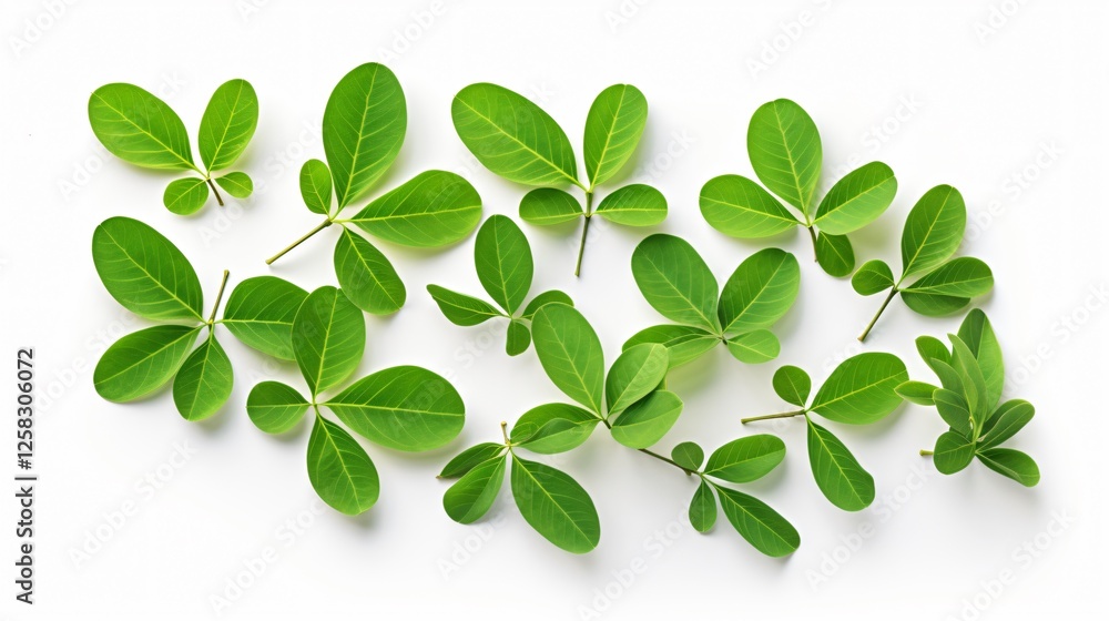 Peanut Leaves Isolated on White Background Peanut Leaves Isolated on White Background
