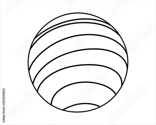 Beach Ball Line Art Outline Illustration