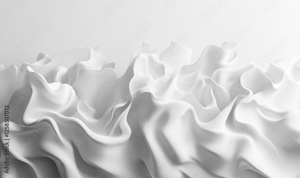 Obraz premium Abstract white fabric waves, flowing texture, minimalist background, design element