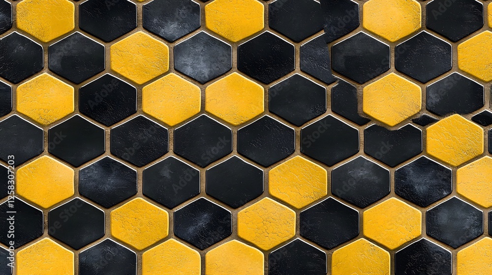 Black and Yellow Hexagonal Tiles Design for Modern Interiors Black and Yellow Hexagonal Tiles Design for Modern Interiors
