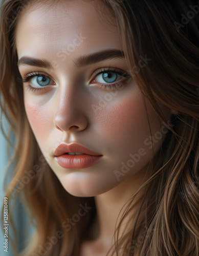 Wallpaper Mural Girl with deep blue eyes and brown hair. Torontodigital.ca