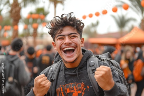 A student celebrating their improved grades after attending retention support programs