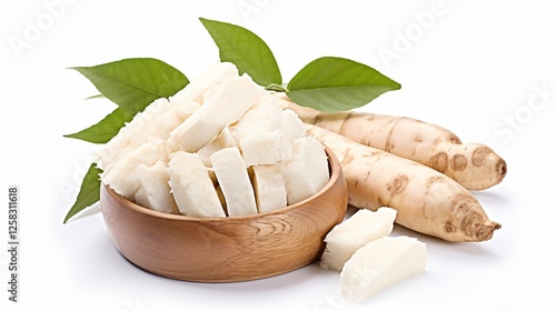 Isolated Cassava Root on White Background