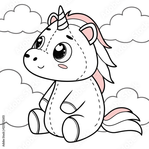 A close-up shot of a soft, plush unicorn toy featuring a vibrant rainbow mane and tail, showcasing its texture and adorable expression.